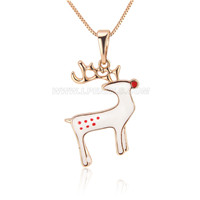 silver plated rose gold white reindeer necklace pendant