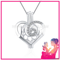 S925 sterling silver MOM pearl cage pendant for women