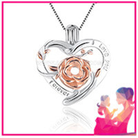 925 sterling silver rose love heart cage pendant