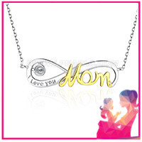 925 Sterling Silver infinity pendant necklace setting for mom