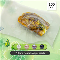 100pcs vacuum-packed oysters with 7-8mm round akoya pearls
