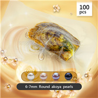 100pcs vacuum-packed oysters with 6-7mm round akoya pearls