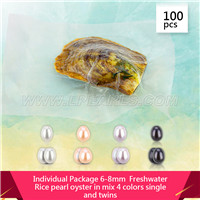 Mix 4 colors 6-8mm freshwater rice pearl oyster 100pcs