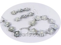 freshwater white pearl neckalce-bracelet-dangling earrings set