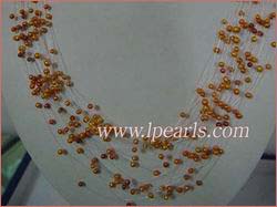 4-5mm lustrous genuine yellow cultured freshwater pearl necklace