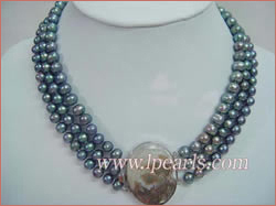 7-8mm black cultured freshwater  jewelry pearl necklace