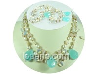 7-8mm white freshwater jewelry pearls,alternating with crystal a
