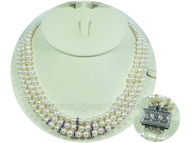 6-7mm white cultured freshwater jewelry pearl necklace