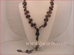 12mm natural shape black freshwater pearl necklace-24mm long