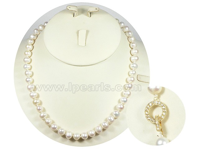 8-9mm white cultured freshwater jewelry pearl necklace