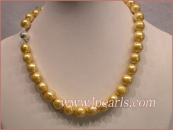 11-12mm yellow cultured freshwater jewelry pearl necklace