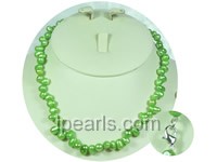green side drilled potato freshwater pearl jewelry necklace