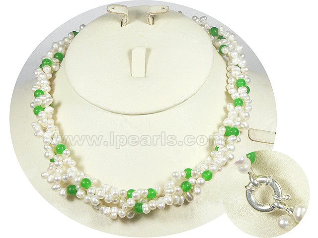 6-7mm top-drilled pearl necklace with Chinese Jade