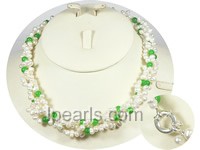 6-7mm top-drilled pearl necklace with Chinese Jade