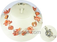 8-9mm orange blister pearl necklace with shell nuggets