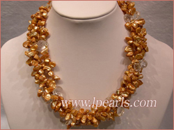 freshwater keshi pearl necklace with crystal beads