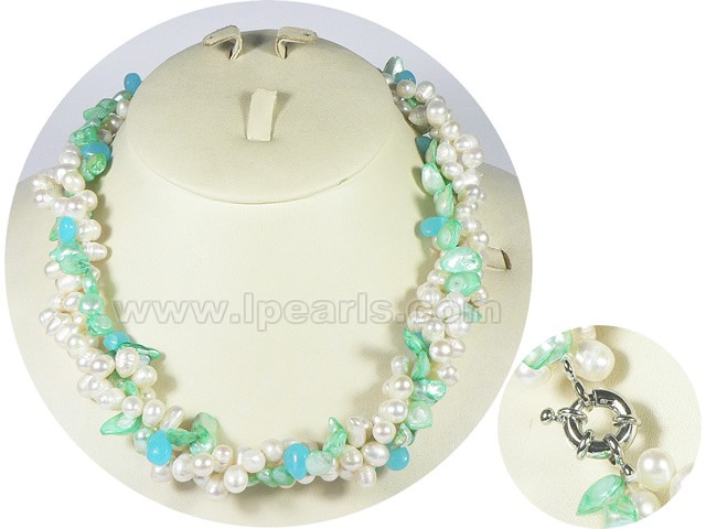 twisted freshwater topdrill and blister pearl necklace