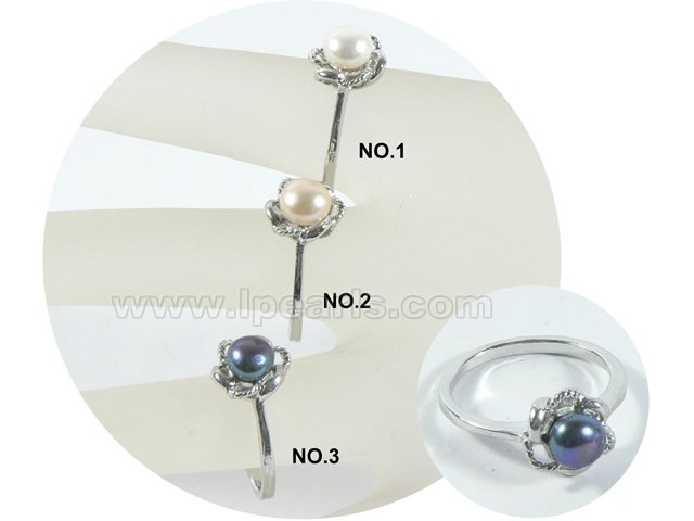 8-8.5mm freshwater jewelry pearl ring 18K GP mounting .US size 7