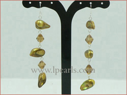 copper tail shaped freshwater pearl jewelry earrings