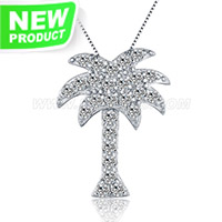 925 sterling silver CZ coconut tree pendant for women
