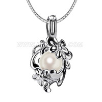 wholesale flower 925 sterling silver locket Akoya pearl pendant