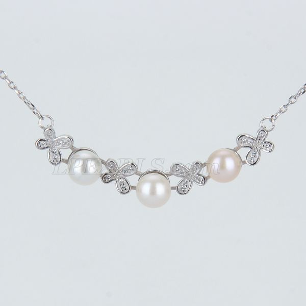 wholesale women 925 sterling silver butterfly pearl necklace