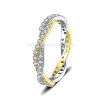 S925 sterling silver CZ twist wedding women ring