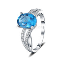 S925 sterling silver blue cubic zircon party ring for women