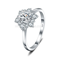 S925 sterling silver CZ flower wedding ring for women