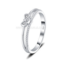 S925 sterling silve CZ bowknot heart ring for women