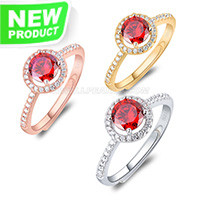 S925 sterling silver red CZ ajustable rings for women Size 10-12