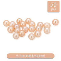 New 6-7mm Pink round Akoya loose pearl 50pcs