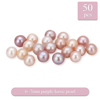 New 6-7mm Purple round Akoya loose pearl 50pcs