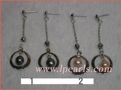 6*8mm tear-drop Freshwater pearl sterling dangling earrings,diff