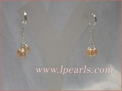 6*8mm pink tear-drop freshwater jewelry pearls sterling dangling