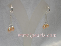 6*8mm pink tear-drop freshwater jewelry pearls sterling dangling