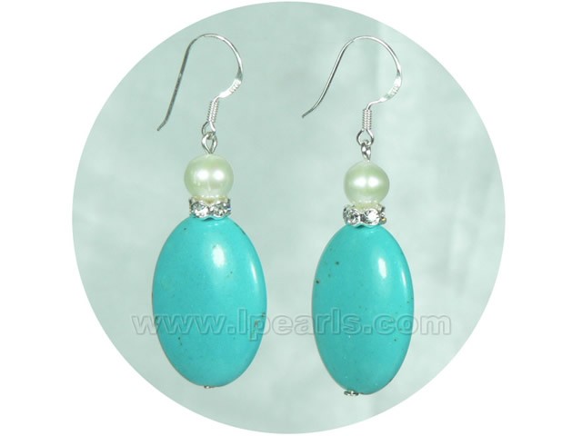 7-8mm white FW jewelry pearls sterling dangling earring