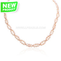 3-4mm pink oval pearls twisted necklace for women 18"