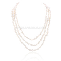 white freshwater irregular pearls long necklace for women 64"