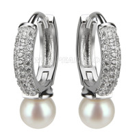 925 sterling silver Strong rounds round pearl earring