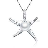 925 sterling silver starfish pearl pendant necklace for women