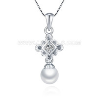 925 sterling silver CZ China knot pendant for women