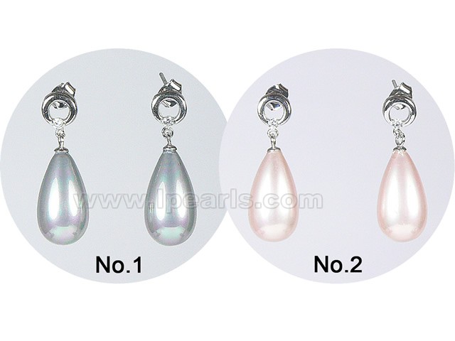 10*18mm raindrop white shell jewelry pearl earrings