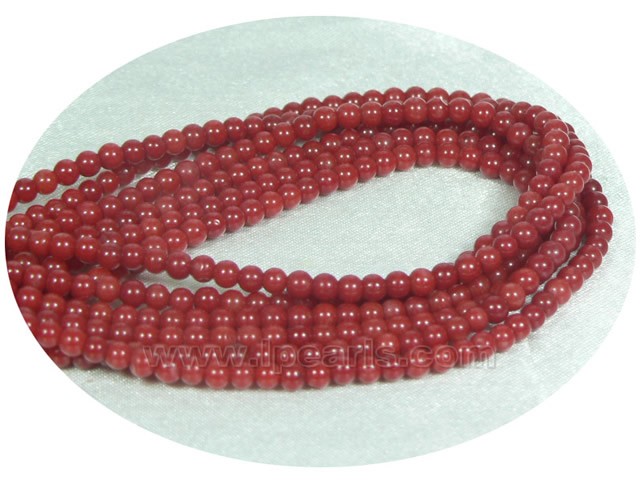 2.25mm Red round coral strands