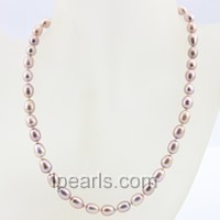 7-8mm purple rice single strand pearl necklace