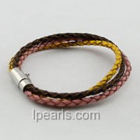 3mm three strands leather cord bracelet