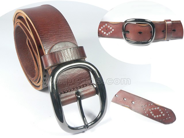 Light brown studded leather belts