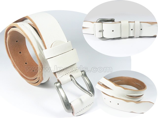 White leather belts