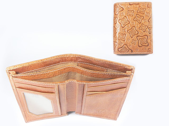 Floral Trim Leather Credit Card Wallet