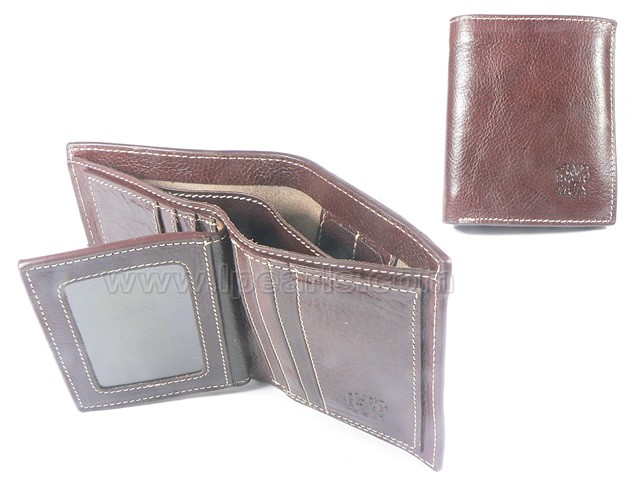New Men's Brown Genuine Leather Bifold Bill Fold Wallet